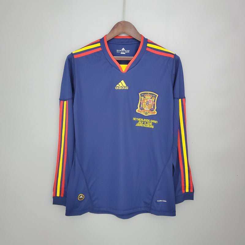 Camisa Manga Longa Espanha II 2010-Masculina- Torcedor- Azul