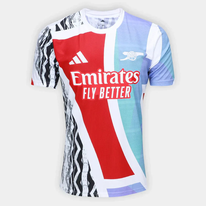 Camisa Arsenal Pré Jogo 25/26- Masculina -Jogador- Vermelho+Branco