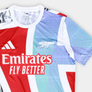 Camisa Arsenal Pré Jogo 25/26- Masculina -Jogador- Vermelho+Branco