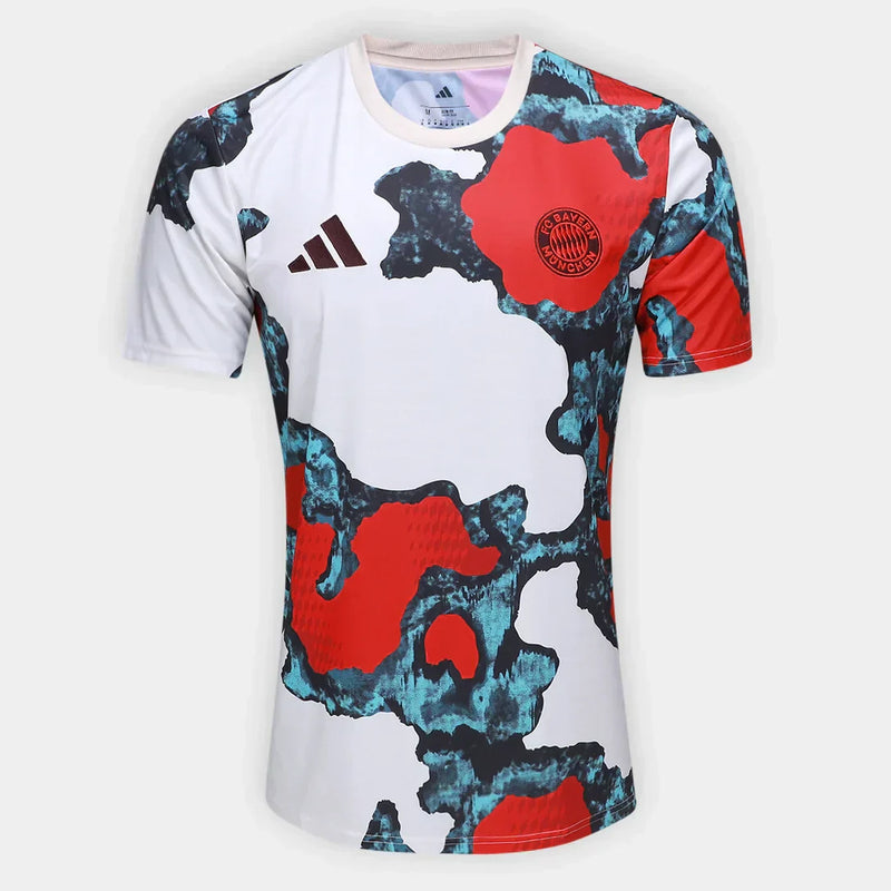Camisa Bayern Munchen Pré Jogo 25/26- Masculina -Torcedor-Branco+Vermelho