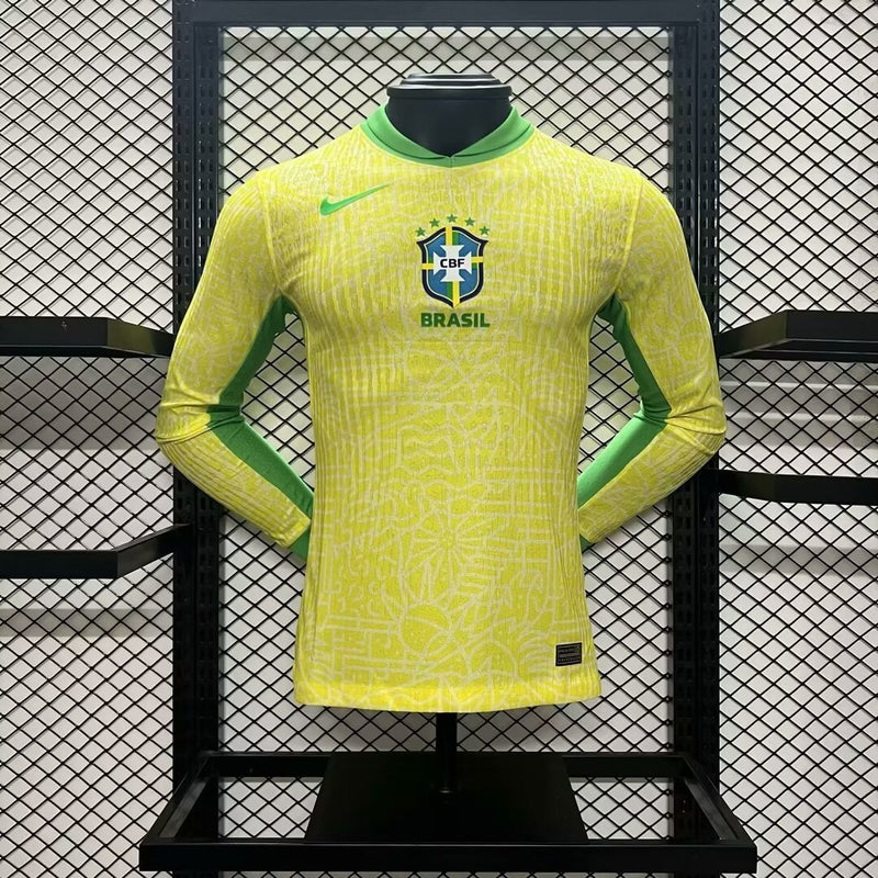 Camisa Manga Longa  Brasil I 24/25 - Masculina-Jogador - Amarela
