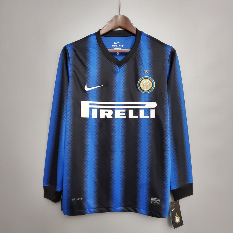 Camisa Manga Longa Inter de Milão  I 10/11  - Masculina-Torcedor-Azul e Preto