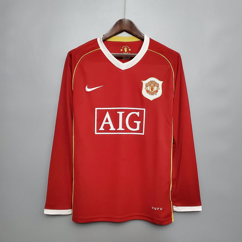 Camisa Manga Longa Manchester United 06/07 - Masculina- Torcedor-Vermelho