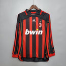 Camisa Manga Longa Milan 06/07 - Masculina- Torcedor-Preto e Vermelho