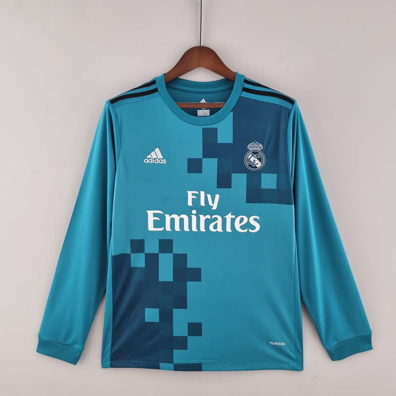 Camisa Manga Longa Real Madrid 17/18 - Masculina- Torcedor-Azul