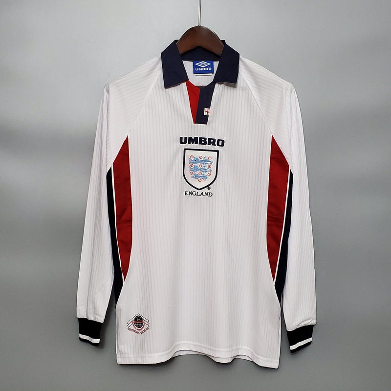 Camisa Manga Longa Inglaterra 1998 -Masculina- Torcedor- Branco